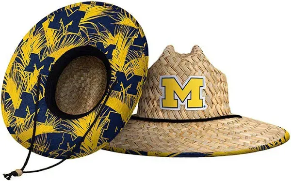 FOCO Michigan Wolverines Floral Straw Bucket Hat