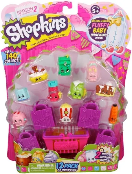 Shopkins Season 2 Mini Packs Toys | Pack of 12 that Help to Enhance Shopping Imagination for Kid Above 3 | Complete Ultimate Collection | Different Cutest Characters May Vary in Every Pack