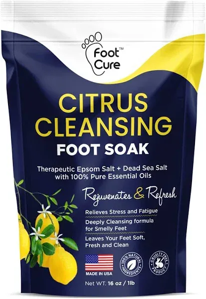 Foot Cure Citrus Detox Foot Soak with Epsom Salts for Foot Callus Immune Boost Damaged Toenail Pedicure Spa Soothes Sore Tired and S