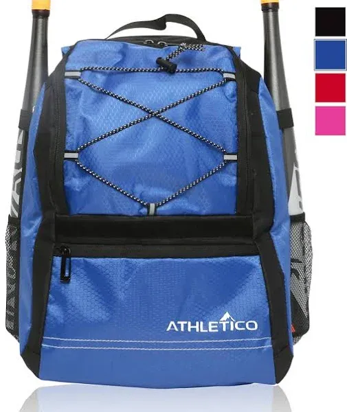 Athletico Youth Baseball Bag - Bat Backpack for Baseball, T-Ball Youth, Blue 