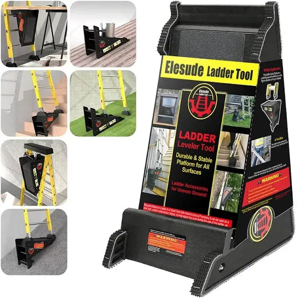 Ladder Leveler, Ladder Stabilizer, Ladder Jacks, Pitch Hopper, Stair Ladder with Storage, Ladder Stabilization Tool for All Surfaces and Uneven Floors, Widely Used in Slopes, Stairs, Sloping Roofs