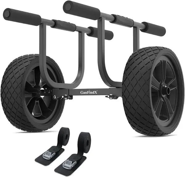  Heavy-Duty Aluminum Kayak Cart W / 2 Webbing Straps &amp; 8&#034; 8&#034; Airless Wheel