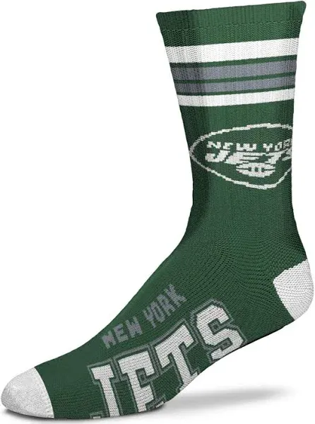 For Bare Feet Youth New York Jets 4-Stripe Deuce Crew Socks