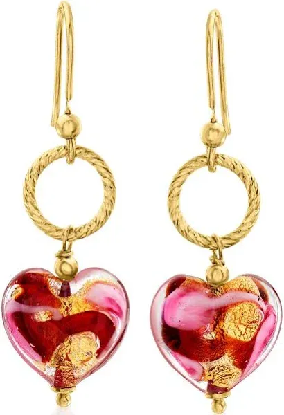 Ross-Simons Heart Drop Murano Glass Earrings