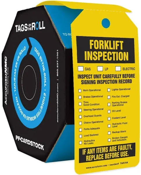 Accuform Safety Tags By-The- Roll Forklift Inspection