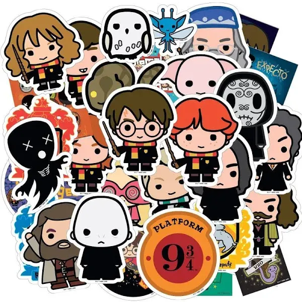 Harry Potter Vinyl Stickers - Chibi Charms - 50 Count