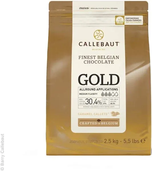 Callebaut Finest Belgian Gold Chocolate with Caramel Couverture Callets 400g 400 ...