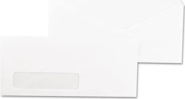 Universal® Open-Side Business Envelope, 1 Window, #10, Commercial Flap, Gummed Closure, 4.13 x 9.5, White, 500/Box (UNV35211) Box of 500 Envelopes