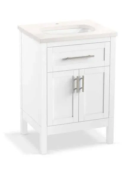 Hadron 24" Bathroom Vanity Cabinet with Sink and Quartz Top Light Oak