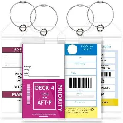 Cruise Luggage Tag Holder (4 Pack) CruiseTag Holder with 4 Luggage Tag Holders