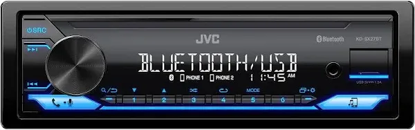 JVC KD-SX27BT Bluetooth Car Stereo with USB Port – AM/FM Radio, MP3 Player, High Contrast LCD, Detachable Face Plate – Single DIN – 13-Band EQ