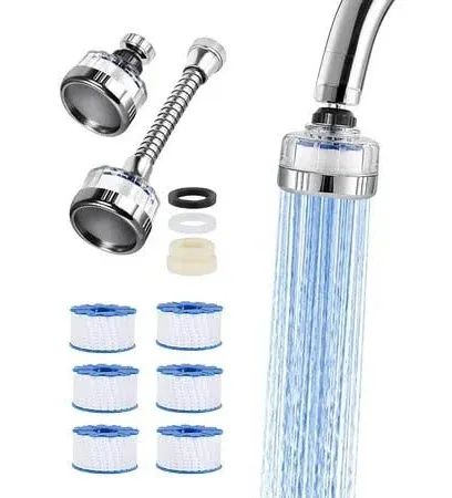 Yikeyo 2 Pack Sink Filter, Universal 360 鎺?Rotating Faucet Water Filter, Water Filter for Bathroom Sink-Removes Chlorine Fluoride Heavy Metals for Home Kitchen & Bathroom