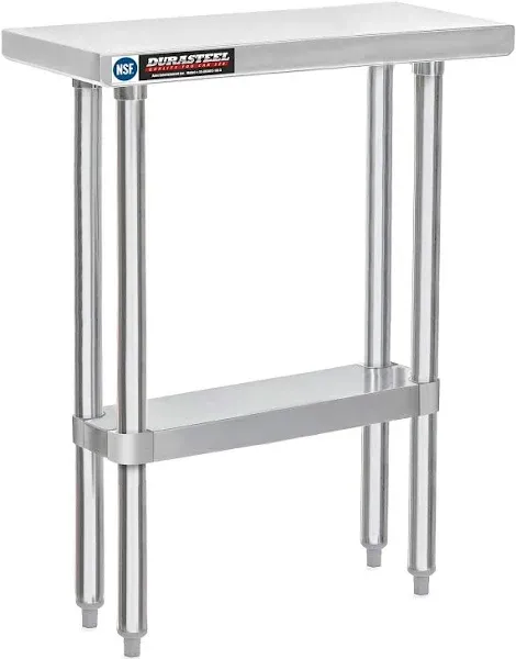 DuraSteel Food Prep Stainless Steel Table - DuraSteel 30 x 12 Inch Commercial Metal Workbench with w/Die Cast Corner Brackets - NSF Certified - For Restaurant, Warehouse, Home, Kitchen, Garage