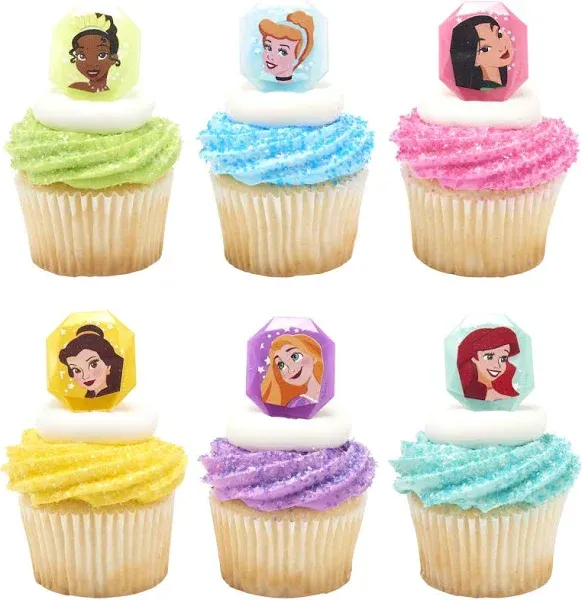 DecoPac Disney Princess Gemstone Rings Cupcake Decorations