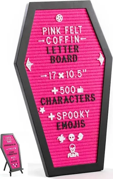 Coffin Letter Board Purple With Spooky Emojis +500 Characters, and Wooden Sta...