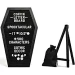 17x10.5 Inches Coffin Letter Board Black With +500 Characters Spooky Emojis