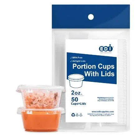 EDI Clear Plastic Disposable Portion Cups with Lids