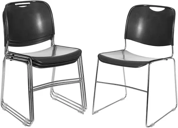 OEF Furnishings Ultra-Compact Plastic Stack Chair, Black