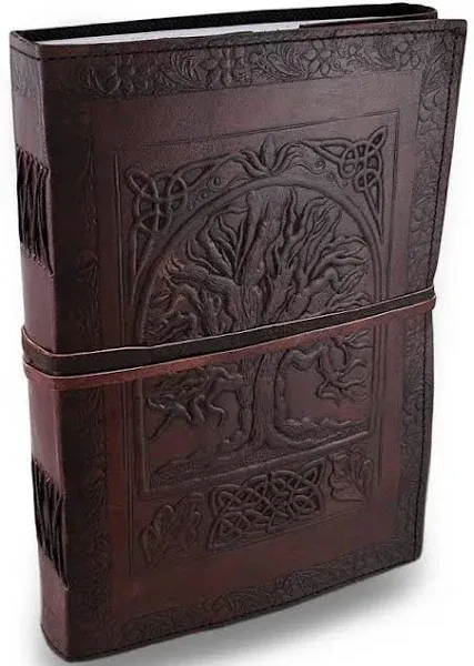 Vintage Handmade Embossed Leather Journal Blank Book Personal Diary Notebook 