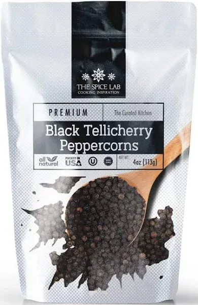 The Spice Lab Whole Black Tellicherry Peppercorns for Grinder Refill