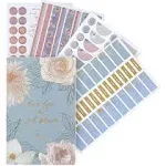 Erin Condren Flora Designer Sticker Book, 12 sheets/327 w/washi+clear stickers