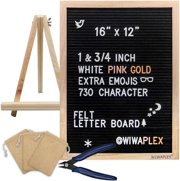 WIWAPLEX Black Felt Letter BoardWord Board Sign16 x 12 inch Changeable Letter...