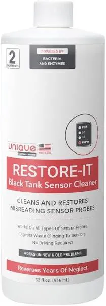 Unique Restore-It RV Sensor Cleaner Liquid for Black Water Holding Tanks