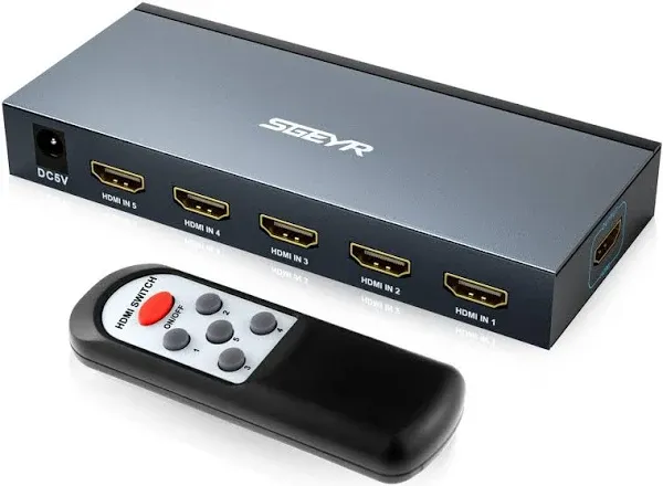 SGEYR 5x1 Switch Selector Port Box HDMI Switcher (No Remote)