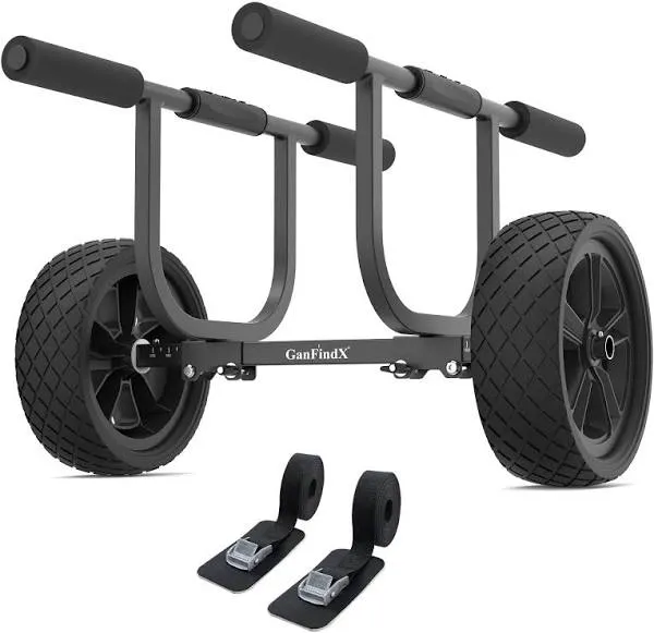 GanFindX Heavy-Duty Aluminum Kayak Cart W / 2 Webbing Straps & 8" Solid Airless Wheels