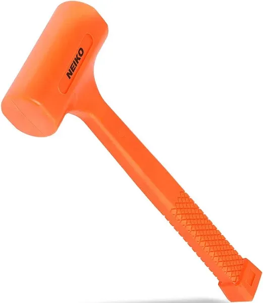 Neiko 02847A 2 LB Dead Blow Hammer, Neon Orange | Unibody Molded | Checkered Gri