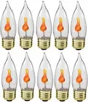 Creative Hobbies® 10J Flicker Flame Light Bulb -Flame Shaped, E26 Standard Base, Flickering Orange Glow - Box of 5 Bulbs