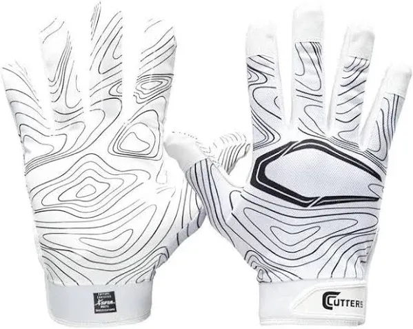 Cutters Youth Game Day Receiver Gloves, L/xl, White