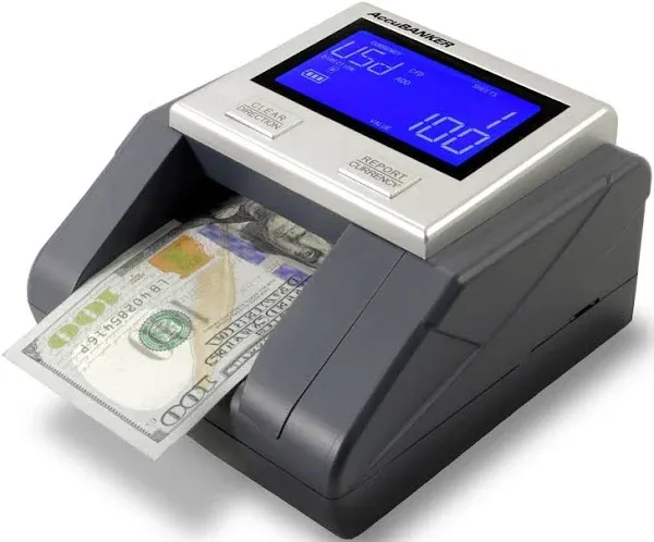 AccuBANKER D585 Multi-Scanix Counterfeit Currency Detector, Multi-Orientation Feeding System, Banknote Verification, Multi-Currency Detection (USD, EUR, GBP), Visual and Audible Alerts