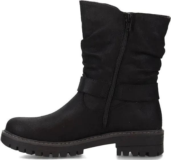 Mingle Womens Gathered Lugged Sole Mid-Calf Boots