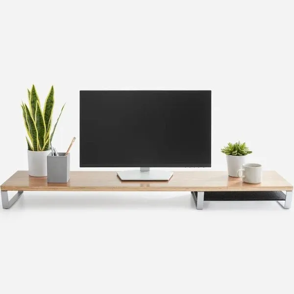 HumanCentric Wood Monitor Stand Riser Desk Shelf, Premium Black Walnut Desk Riser, Long Computer Monitor Stand for Desk, Wooden Home Office Monitor