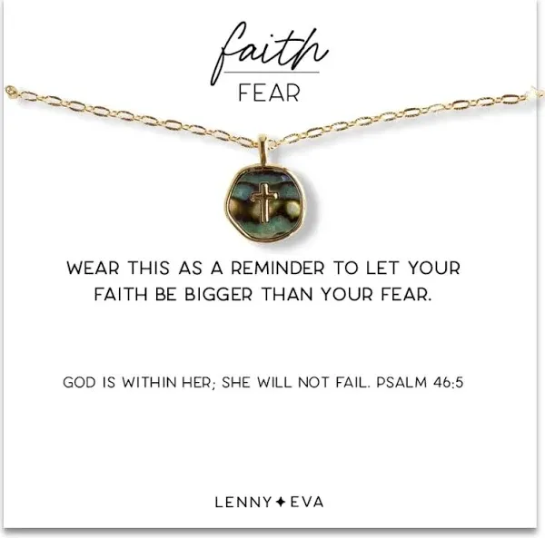 Lenny & Eva Faith Over Fear Necklace-Abalone Cross