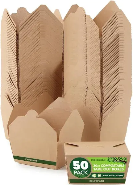 Stock Your Home Compostable Food Take Out Containers Disposable Microwaveable Paper To Go Boxes