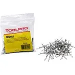 ToolPro TP05090 Pull Rivet, 0.275 in L, Aluminum, 1/8 in Head White - pack of 100