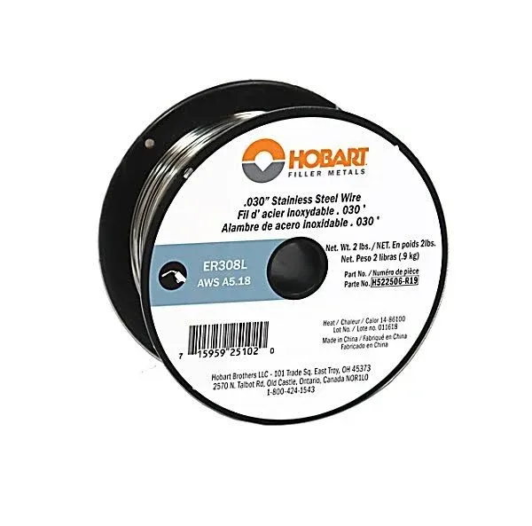 Hobart MIG Welding Wire, ER308L Stainless Steel, .030in., 2-Lb. Spool, Model#