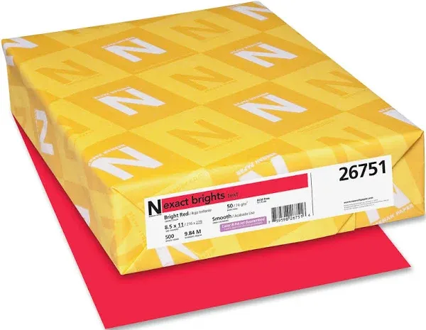 NEENAH PAPER Exact Brights Paper 8 1/2 x 11 Bright Red 50lb 500 Sheets 26751