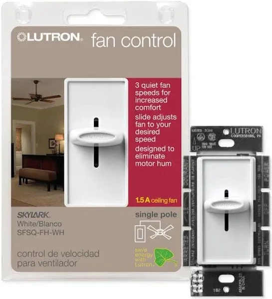 Lutron Skylark SFSQ-FH-WH 3-Speed Fan Control White *NEW*