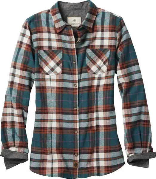 Legendary Whitetails Womens Cottage Escape Flannel Long Sleeve Plaid and Solid Color Clothes, Fitted Button Down