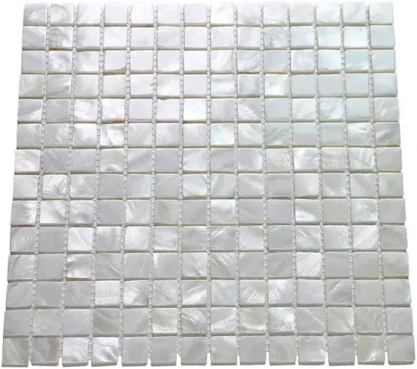 Art3d 12"x12" Mother of Pearl Tile Square White with Seams