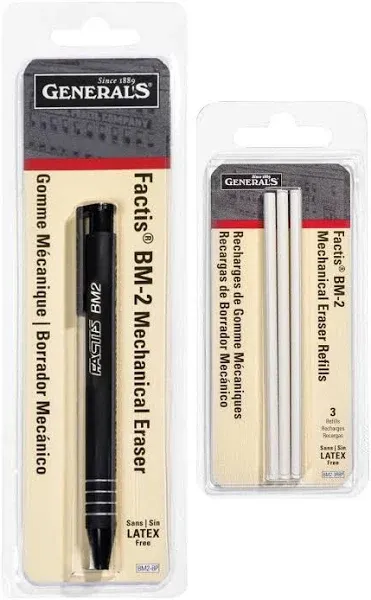 GENERAL PENCIL CO. GPBM2-BP Factis Pen Style Eraser Carded, White