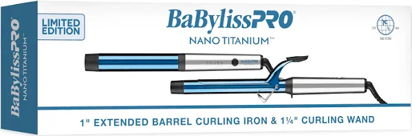 BaBylissPRO Nano Titanium Limited Edition Prepack - 1" Extended Barrel Curling Iron & 1 1/4" Curling Wand