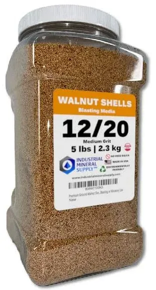 Industrial Mineral Supply Premium Ground Walnut Shell Media Grit Size 12/20-5 lbs/2.3 kg