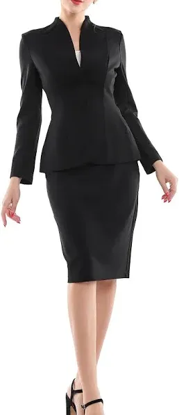 Marycrafts Women&#x27;s Formal Office Business Work Jacket Skirt Suit Set size 14