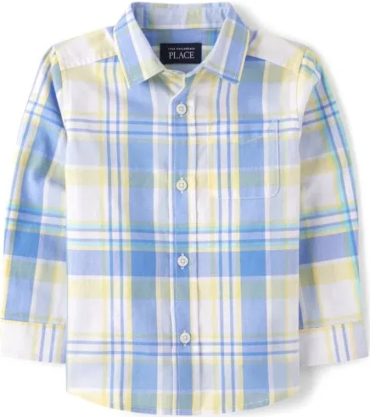 The Children's Place Toddler Boys Long Sleeve Woven Button Up Shirt, Sizes 2T-5T