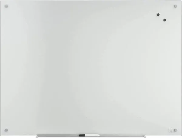 Tru Red Magnetic Tempered Glass Dry Erase Board, White, 4-ft x 3-ft (TR61196)