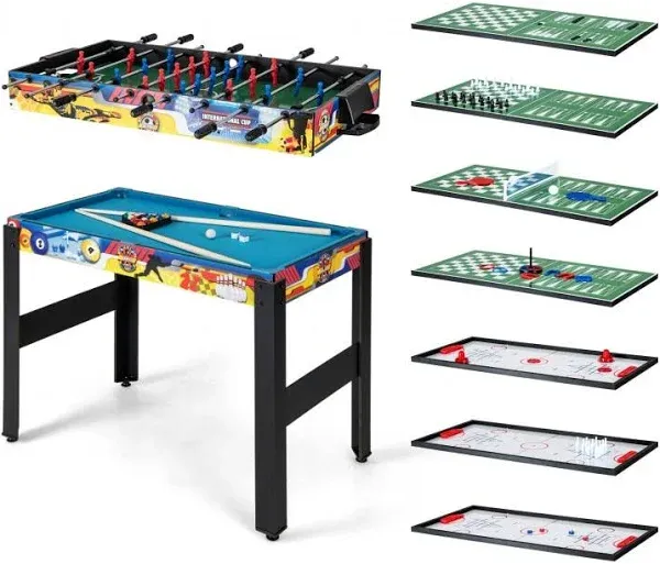 Costway 12-in-1 Combo Game Table Set with Foosball Air Hockey Pool Chess and Ping Pong